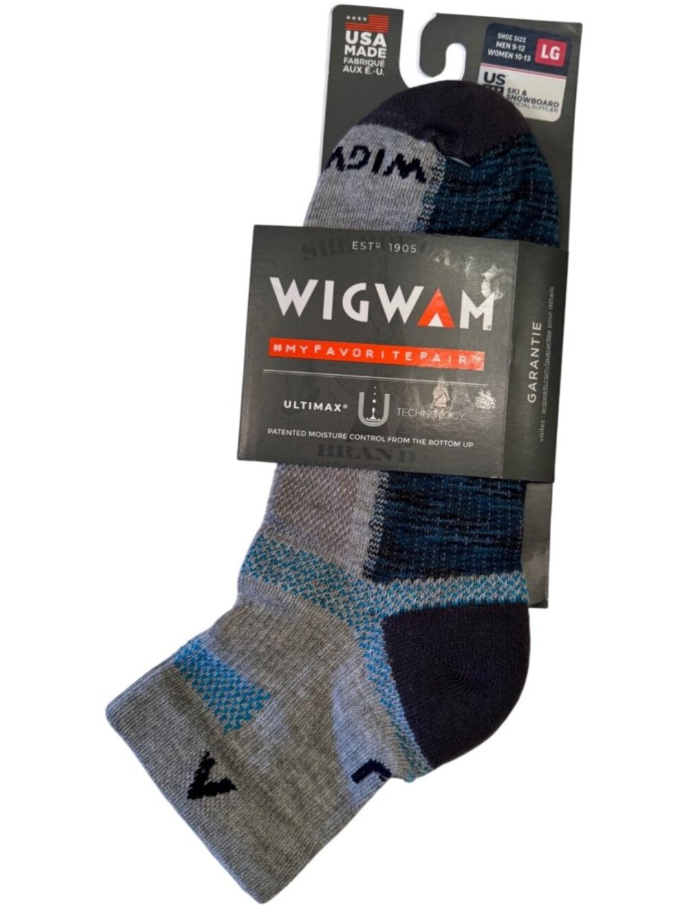 Wigwam Ultimax Lt Quarter Sock Size Large M9-12  W10-13 NWT Carribben